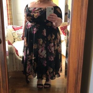 ASOS Black Floral off shoulder Dress